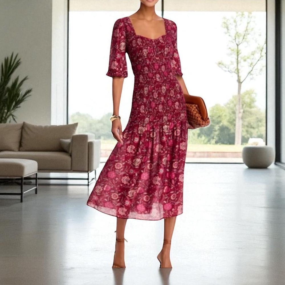 Sea FAMKE PRINT L/SLV HEART
NECK DRESS MAGENTA